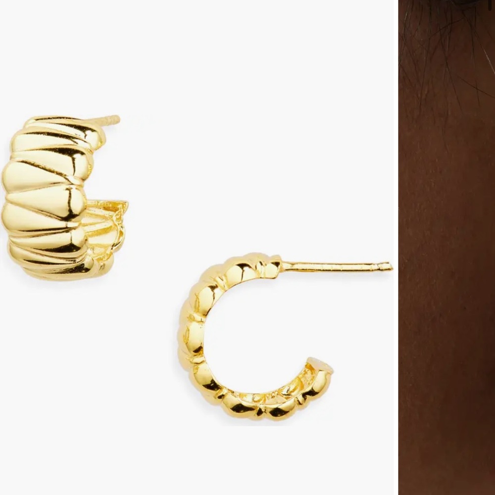Argento Vivo Silver Quilted Hoop Earrings